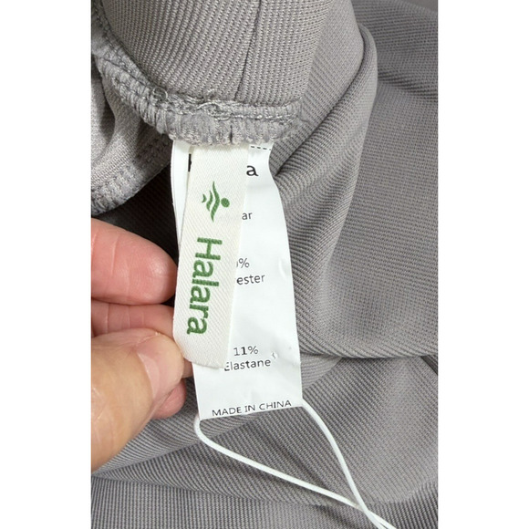 Halara Work Pants Flex High Waisted Body Sculpt Wide Leg Waffle Large Grey New - Picture 12 of 14